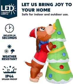 6ft LED Christmas Puppy Inflatable Putting A Tree Topper -Christmas Decoration Shop 6ft Tall Puppy Putting a Tree Topper Christmas Inflatable 1