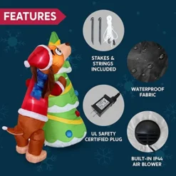 6ft LED Christmas Puppy Inflatable Putting A Tree Topper -Christmas Decoration Shop 6ft Tall Puppy Putting a Tree Topper Christmas Inflatable 2