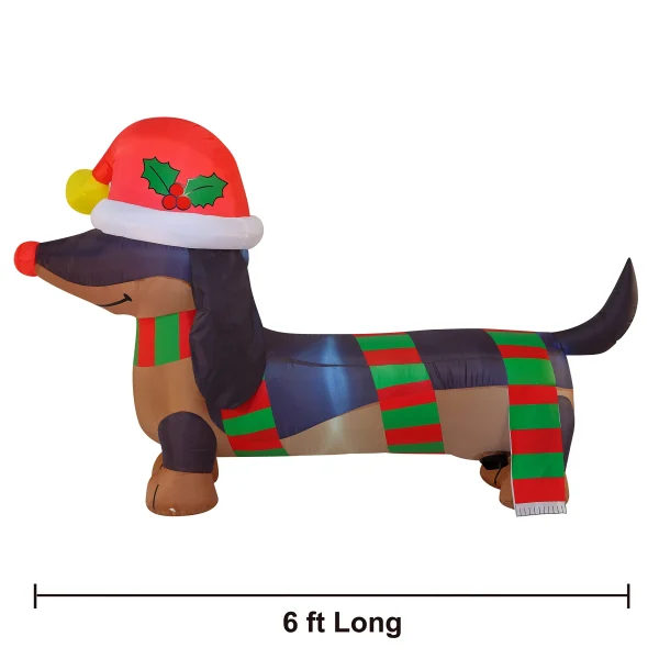 6ft Long Inflatable Christmas Wiener Dog 4 6ft Long Inflatable Christmas Wiener Dog - Image 2