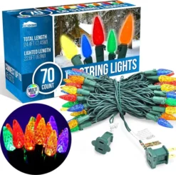 70 LED C6 Multicolor Christmas Light 22.6ft -Christmas Decoration Shop 70 Count C6 Christmas Light Multicolor 3 result 600x594 1