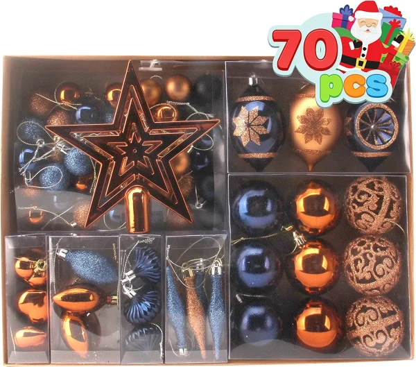 70Pcs Christmas Ornaments With Heart Blue, Silver, & White 4 70Pcs Christmas Ornaments With Heart Blue, Silver, & White - Image 2