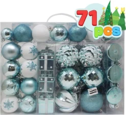 71pcs Blue And White Assorted Christmas Ornaments 9 71pcs Blue And White Assorted Christmas Ornaments -Christmas Decoration Shop 71 Pcs Assorted Ornaments Blue and White 2 result 600x546 1