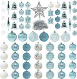 71pcs Blue And White Assorted Christmas Ornaments 10 71pcs Blue And White Assorted Christmas Ornaments -Christmas Decoration Shop 71 Pcs Assorted Ornaments Blue and White 3 result 600x620 1