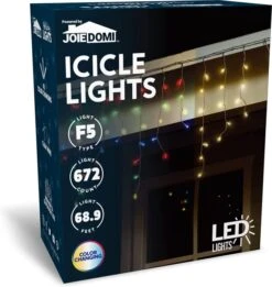 672 LED Color Changing Christmas Icicle Lights 49.6ft