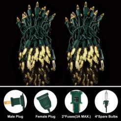 300 LED Warm White Led String Lights 26.25ft -Christmas Decoration Shop 78.75 FT 300 Count Christmas Warm White Green Wire Holiday String Lights 4 result 600x600 1