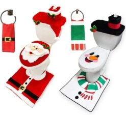 10pcs Santa And Snowman Themes Bathroom Decoration