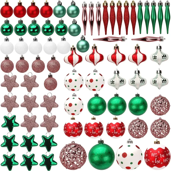 76pcs Red And Green Christmas Ornaments 3 76pcs Red And Green Christmas Ornaments