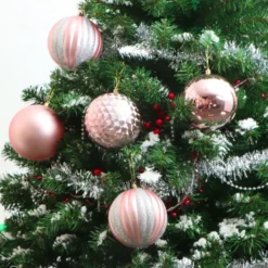 8Pcs Rose Gold Christmas Ornaments 3.94in -Christmas Decoration Shop 8Pcs Rose Gold Christmas Ornaments 3 3 600x600 1