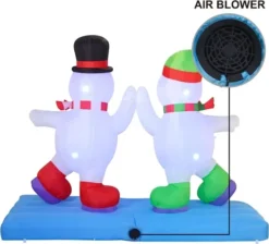 8ft Inflatable LED High Five Snowman Ice Skating -Christmas Decoration Shop 8ft Inflatable LED High Five Snowman Ice Skating 1 600x543 1