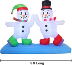 8ft Inflatable LED High Five Snowman Ice Skating -Christmas Decoration Shop 8ft Inflatable LED High Five Snowman Ice Skating 4 600x543 1