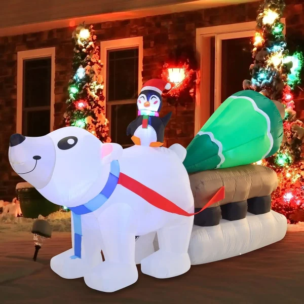 8ft Long LED Polar Bear Inflatable Decoration 3 8ft Long LED Polar Bear Inflatable Decoration