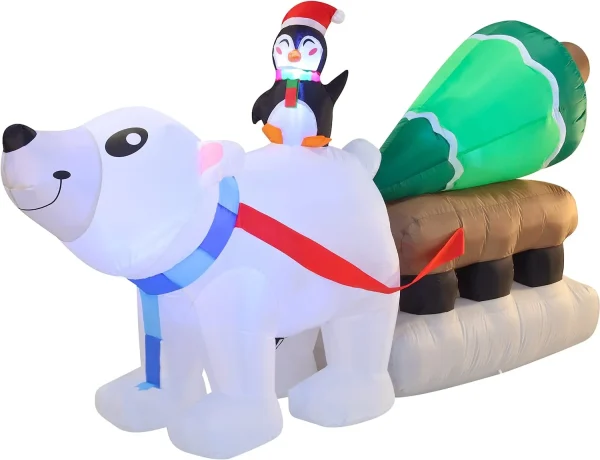 8ft Long LED Polar Bear Inflatable Decoration 4 8ft Long LED Polar Bear Inflatable Decoration - Image 2