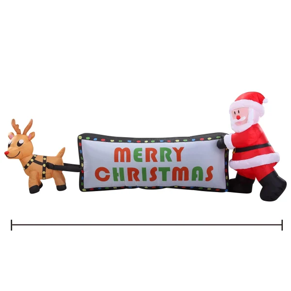 8ft LED Inflatable Reindeer Pulling Banner With Santa 4 8ft LED Inflatable Reindeer Pulling Banner With Santa - Image 2