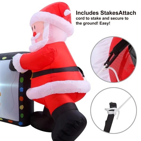 8ft LED Inflatable Reindeer Pulling Banner With Santa 6 8ft LED Inflatable Reindeer Pulling Banner With Santa - Image 4