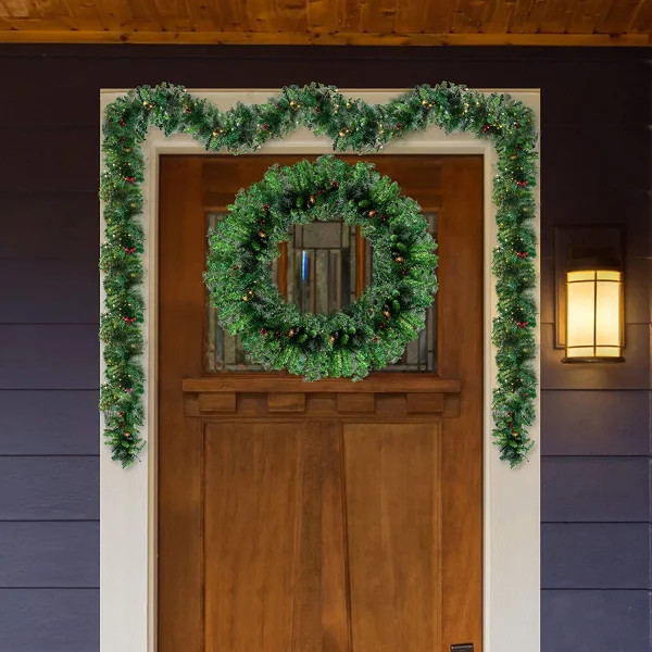 100 Warm White Lights Prelit Christmas Garland 9ft 3 100 Warm White Lights Prelit Christmas Garland 9ft