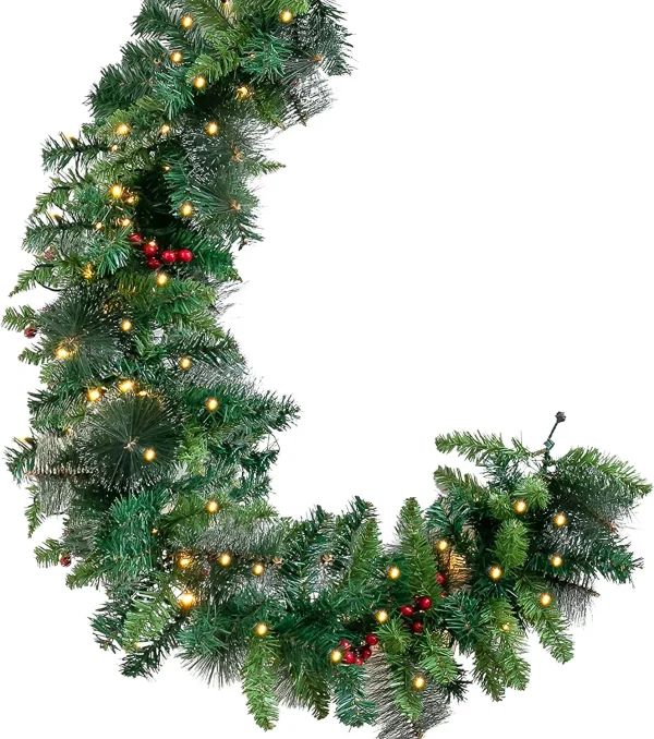 100 Warm White Lights Prelit Christmas Garland 9ft 7 100 Warm White Lights Prelit Christmas Garland 9ft - Image 5