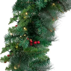 100 Warm White Lights Prelit Christmas Garland 9ft 13 100 Warm White Lights Prelit Christmas Garland 9ft -Christmas Decoration Shop 9 Foot Prelit Christmas Garland with Lights Red Berries 6 result 600x600 1