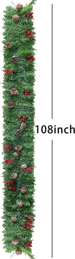 9ft Prelit Garland With 50 Warm White String Lights -Christmas Decoration Shop 9 Ft Garland Prelit with 50 Warm White String Lights 5 result