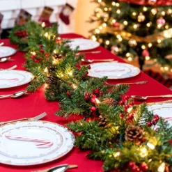 9ft Prelit Garland With 50 Warm White String Lights -Christmas Decoration Shop 9 Ft Garland Prelit with 50 Warm White String Lights 6 result 600x600 1