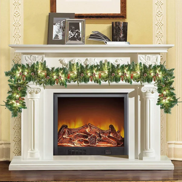 9ft Snow Flocked Prelit Christmas Garland With 50 Lights 3 9ft Snow Flocked Prelit Christmas Garland With 50 Lights