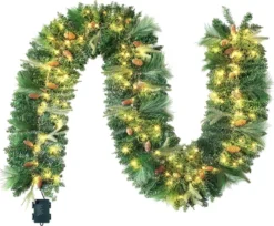 Christmas Decoration Shop -Christmas Decoration Shop 9ft Christmas Garland Prelit with 100 LED String Lights Cone 2 result 600x496 1