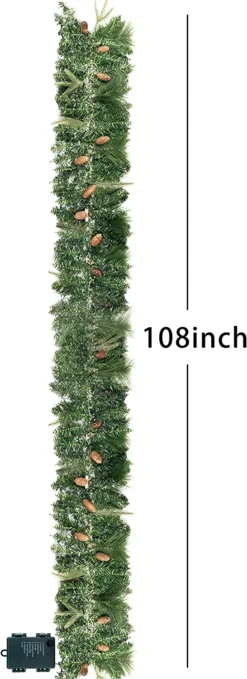 100 LED Pre Lit Christmas Garland 9ft -Christmas Decoration Shop 9ft Christmas Garland Prelit with 100 LED String Lights Cone 5 result