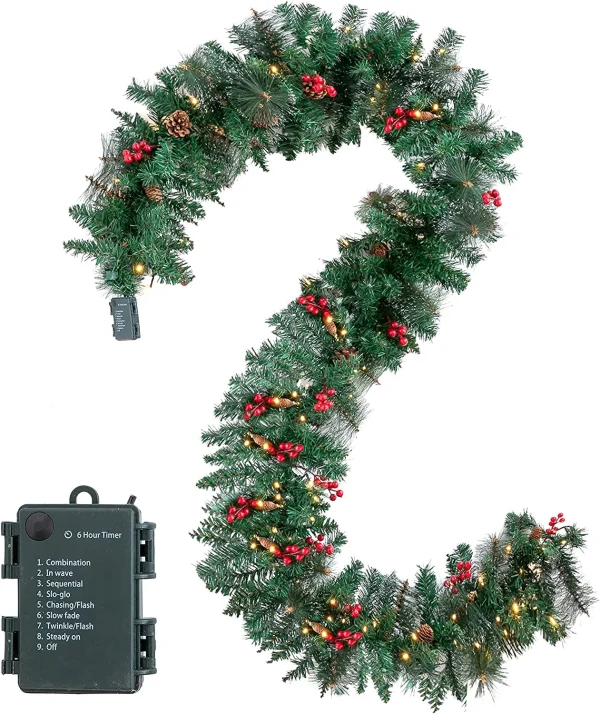 50 Lights Artificial Pre Lit Christmas Garlands 9ft 4 50 Lights Artificial Pre Lit Christmas Garlands 9ft - Image 2