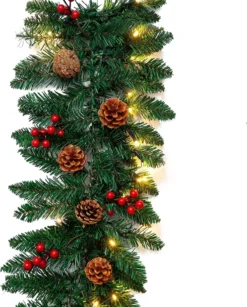 Christmas Decoration Shop -Christmas Decoration Shop Artificial Garland with100 LED Lights amp Decorations 9ft 3 result 600x746 1