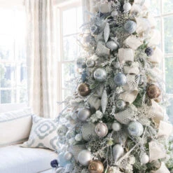 King Of Christmas Netted Stretch Ribbon (10 Yards) -Christmas Decoration Shop BlueGrayTree 1 2