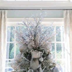 King Of Christmas Rosegold Fozen Branch Picks (12 Pack) -Christmas Decoration Shop BlueGrayTree 4