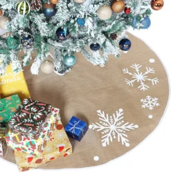 White Snowflake Christmas Tree Skirt 48in