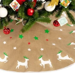 Reindeer Christmas Tree Skirt 36in -Christmas Decoration Shop Burlap Reindeer Tree Skirt 36in 1 600x587 1