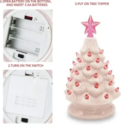 Pink Prelit Tabletop Ceramic Christmas Tree 7in -Christmas Decoration Shop Ceramic Christmas Tree Pink 7in 7 600x629 1