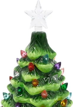 Pre Lit Ceramic Tabletop Christmas Tree 7in -Christmas Decoration Shop Ceramic Christmas Tree with Candy Cane 7in 1 600x872 1