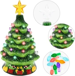 Pre Lit Ceramic Tabletop Christmas Tree 7in -Christmas Decoration Shop Ceramic Christmas Tree with Candy Cane 7in 7 600x610 1