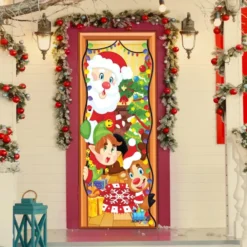Christmas Door Cover With Window Clings