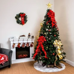 Jacquard Cashmere Faux Snow Tree Skirt 48in -Christmas Decoration Shop Christmas Jacquard Cashmere Snow Flake Tree Skirt 48in 3 result 600x600 1