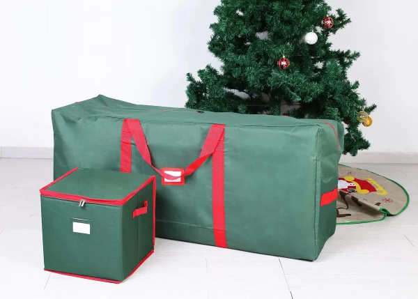 Christmas Tree Storage Bag And 64-Slot Ornament Storage Set (Green) 48in 4 Christmas Tree Storage Bag And 64-Slot Ornament Storage Set (Green) 48in - Image 2