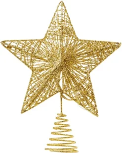 Christmas Glitter Lighted Gold Star Tree Topper -Christmas Decoration Shop Christmas Tree Toppers Glitter Gold Star Tree Topper Lighted with Warm White LED 2 result 600x751 1