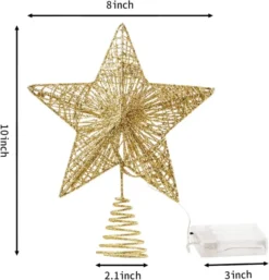 Christmas Glitter Lighted Gold Star Tree Topper -Christmas Decoration Shop Christmas Tree Toppers Glitter Gold Star Tree Topper Lighted with Warm White LED 3 result 600x624 1