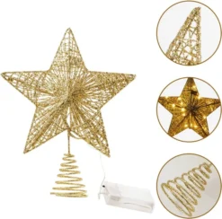 Christmas Glitter Lighted Gold Star Tree Topper -Christmas Decoration Shop Christmas Tree Toppers Glitter Gold Star Tree Topper Lighted with Warm White LED 4 result 600x592 1