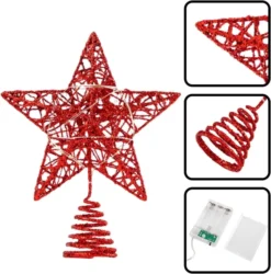 Christmas Glitter Lighted Red Star Tree Toper -Christmas Decoration Shop Christmas Tree Toppers Glitter Red Star Tree Topper Lighted with Warm White LED Lights 4 result 600x607 1