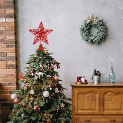 Christmas Glitter Lighted Red Star Tree Toper -Christmas Decoration Shop Christmas Tree Toppers Glitter Red Star Tree Topper Lighted with Warm White LED Lights 6 result