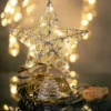 Christmas Glitter Lighted Silver Tree Topper Star