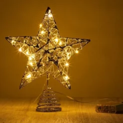 Christmas Glitter Lighted Silver Tree Topper Star -Christmas Decoration Shop Christmas Tree Toppers Glitter Silver Star Tree Topper Lighted with Warm White LED Lights 3 result 600x600 1