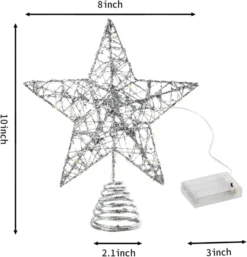 Christmas Glitter Lighted Silver Tree Topper Star -Christmas Decoration Shop Christmas Tree Toppers Glitter Silver Star Tree Topper Lighted with Warm White LED Lights 4 result 600x624 1