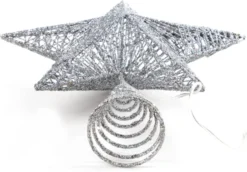 Christmas Glittery Silver Light Up Star Tree Topper -Christmas Decoration Shop Christmas Tree Toppers Glittery Silver Star Tree Topper Lighted with White LED Lights 5 result 600x419 1