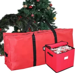 Ornament Storage And Christmas Tree Storage Bag 48in -Christmas Decoration Shop Christmas Tree and 64 Slot Ornament Storage Set Red 48in 4 result 600x588 1