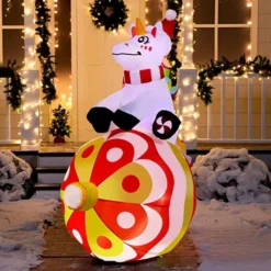 6ft Christmas Unicorn With Ornaments LED Inflatable Yard Decor