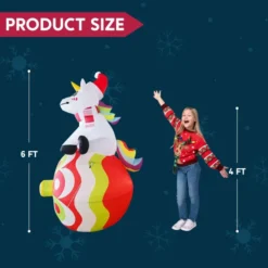 6ft Christmas Unicorn With Ornaments LED Inflatable Yard Decor -Christmas Decoration Shop Christmas Unicorn with Ornaments 6ft 6 600x600 1